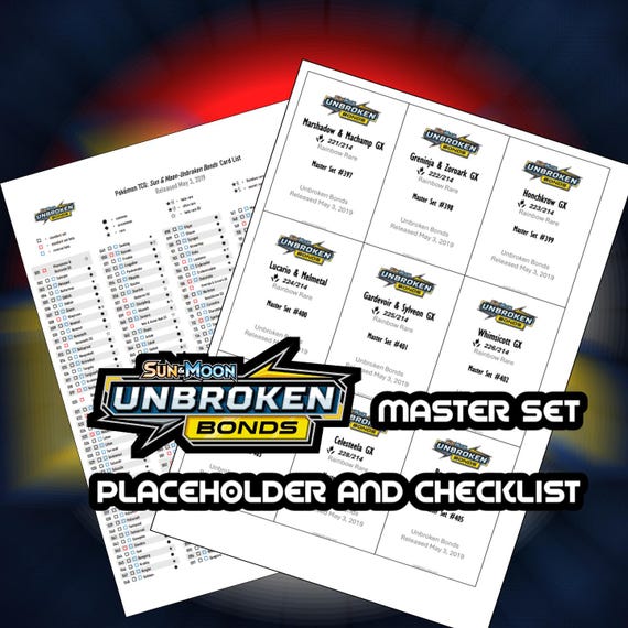 pokemon sun and moon unbroken bonds card list & Moon: Printable Master Complete Set Binder Pl PokeToBroke art Trainers and TAG TCGplayer - Pokemon SM -