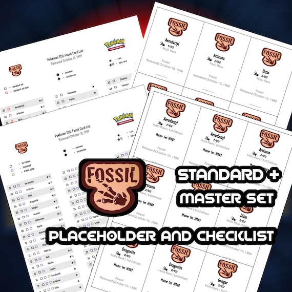 Pokemon TCG Fossil Binder Placeholder and Checklist Master Card List  Digital Download 1st Edition and Unlimited - Etsy