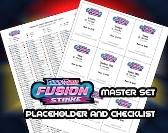 Pokemon TCG Fusion Strike Binder Placeholder and Checklist Master Card List Digital Download Sword and Shield