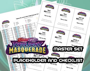 Pokemon TCG Twilight Masquerade set Binder Placeholder and Checklist Master Card List Digital Download Scarlet & Violet