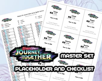 Carpeta y lista de verificación del set Journey Together de Pokémon TCG Marcador de posición Lista de cartas maestras Descarga digital Escarlata y Violeta