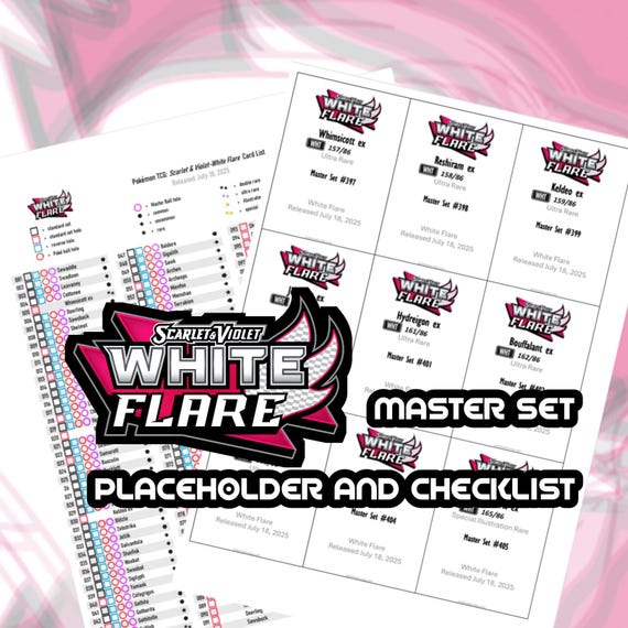 Pokemon TCG White Flare Set Binder Placeholder and Checklist Master Card  List Digital Download Scarlet & Violet - Etsy
