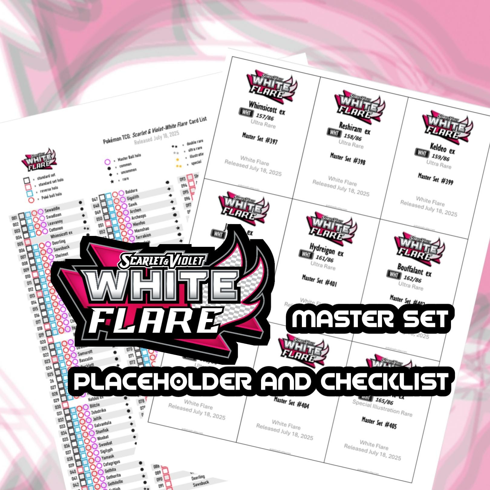 Pokemon TCG White Flare Set Binder Placeholder and Checklist Master Card List Digital Download Scarlet & Violet - Etsy Pokemon TCG White Flare Set Binder Placeholder and Checklist Master Card List Digital Download Scarlet & Violet - Etsy