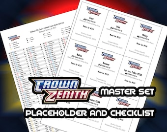 Pokemon TCG Crown Zenith Binder Placeholder and Checklist Master Card List Digital Download Sword and Shield