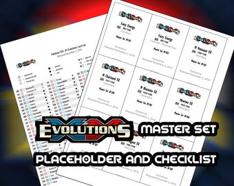 Pokemon TCG XY Evolutions Set Binder Placeholder and Checklist Master Card List Digital Download XY