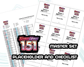 Pokemon TCG 151 set Binder Placeholder and Checklist Master Card List Digital Download Scarlet & Violet