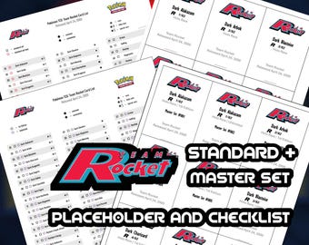 Pokemon TCG Team Rocket Set Binder Placeholder and Checklist Standard and Master Card List Digital Download 1st edition and unlimited