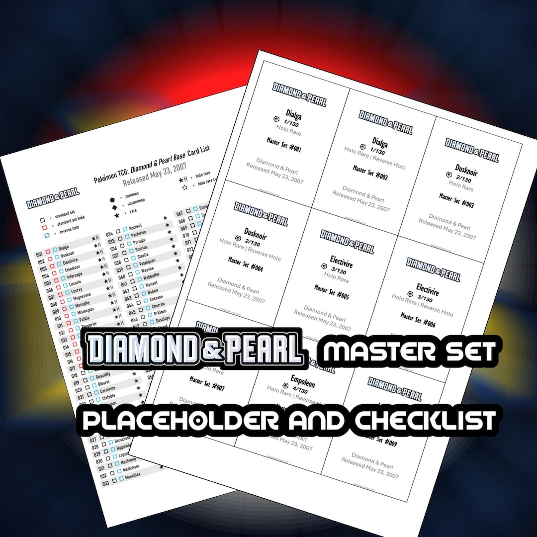 Pokemon TCG Diamond & Pearl Base Set Binder Placeholder and Checklist ...
