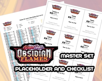 Pokemon TCG Obsidian Flames set Binder Placeholder and Checklist Master Card List Digital Download Scarlet & Violet