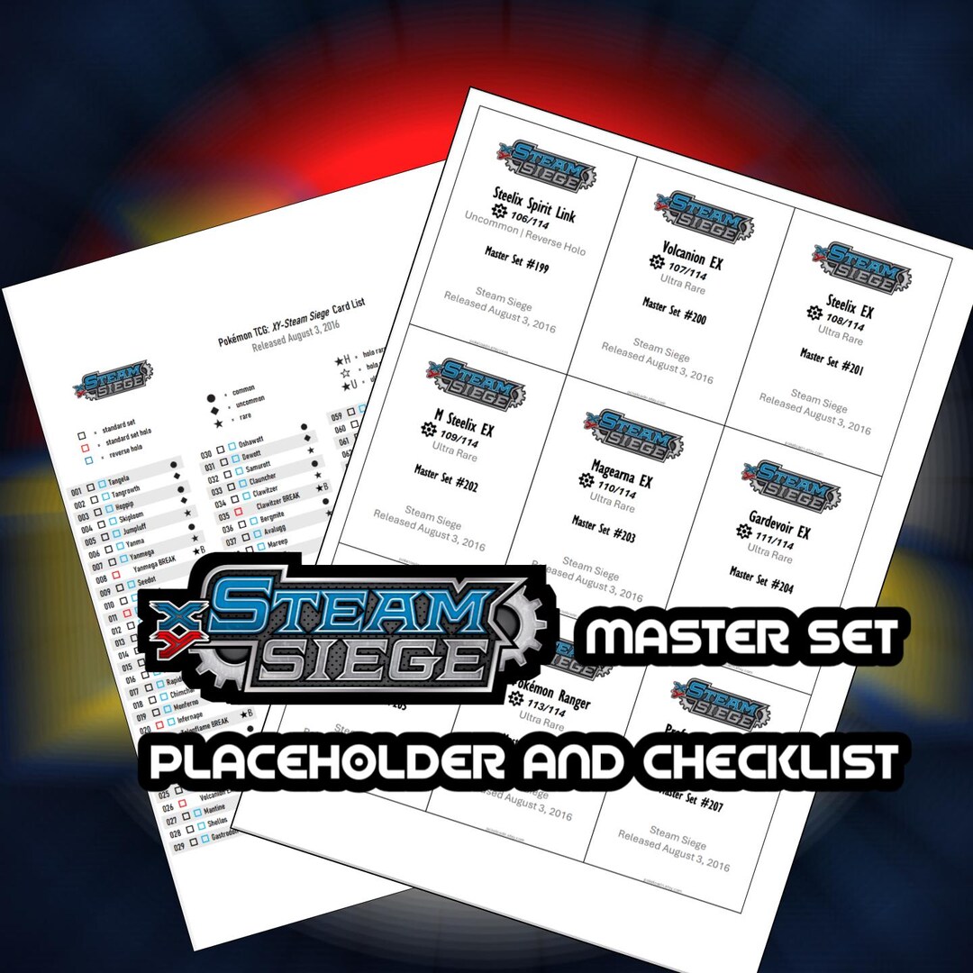 Pokemon TCG XY Steam Siege Set Binder Placeholder and Checklist Master Card  List Digital Download XY - Etsy