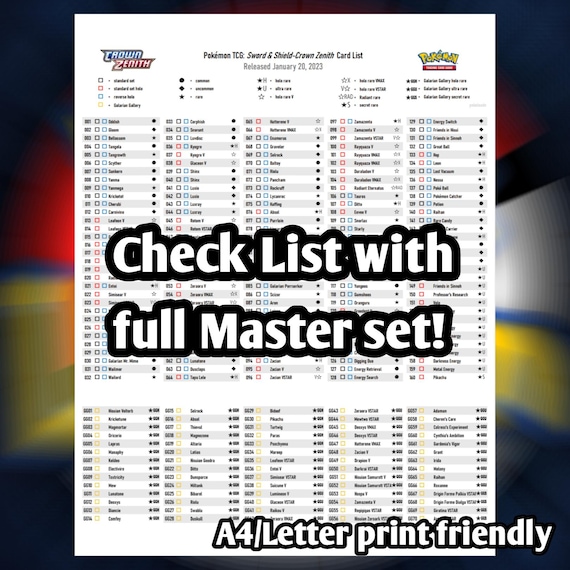 Pokemon TCG Crown Zenith Binder Placeholder and Checklist Master Card List Digital Download Sword and Shield - Etsy Pokemon TCG Crown Zenith Binder Placeholder and Checklist Master Card List Digital Download Sword and Shield - Etsy