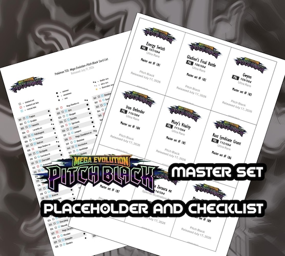 Pokemon TCG Pitch Black Set Binder Placeholder & Checklist — Master Card List