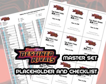 Pokemon TCG Destined Rivals set Binder Placeholder and Checklist Master Card List Digital Download Scarlet & Violet