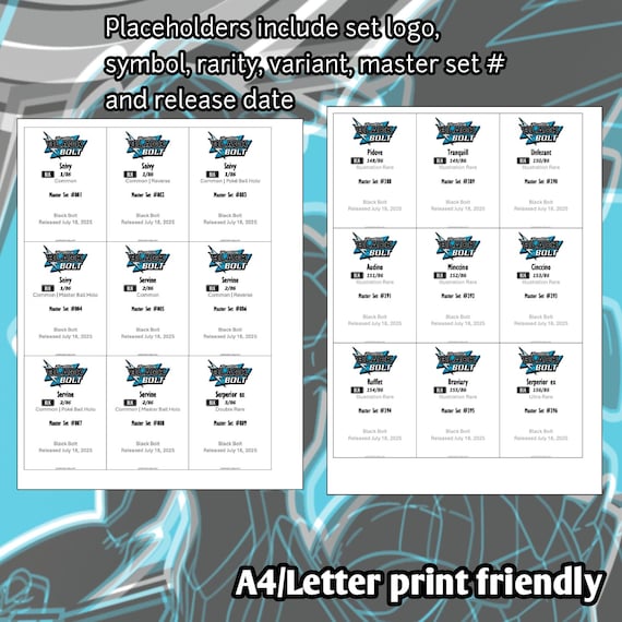Pokemon TCG Black Bolt Set Binder Placeholder and Checklist Master Card List  Digital Download Scarlet & Violet - Etsy