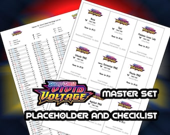 Pokemon TCG Vivid Voltage Binder Placeholder and Checklist Master Card List Digital Download Sword and Shield