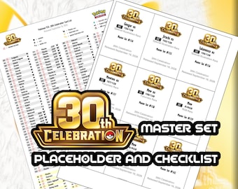 Celebración del 30.º aniversario del juego de cartas coleccionables Pokémon + Colección Clásica. Álbum con marcador de posición y lista de verificación. Lista maestra de cartas. Descarga digital. Mega Evolución.