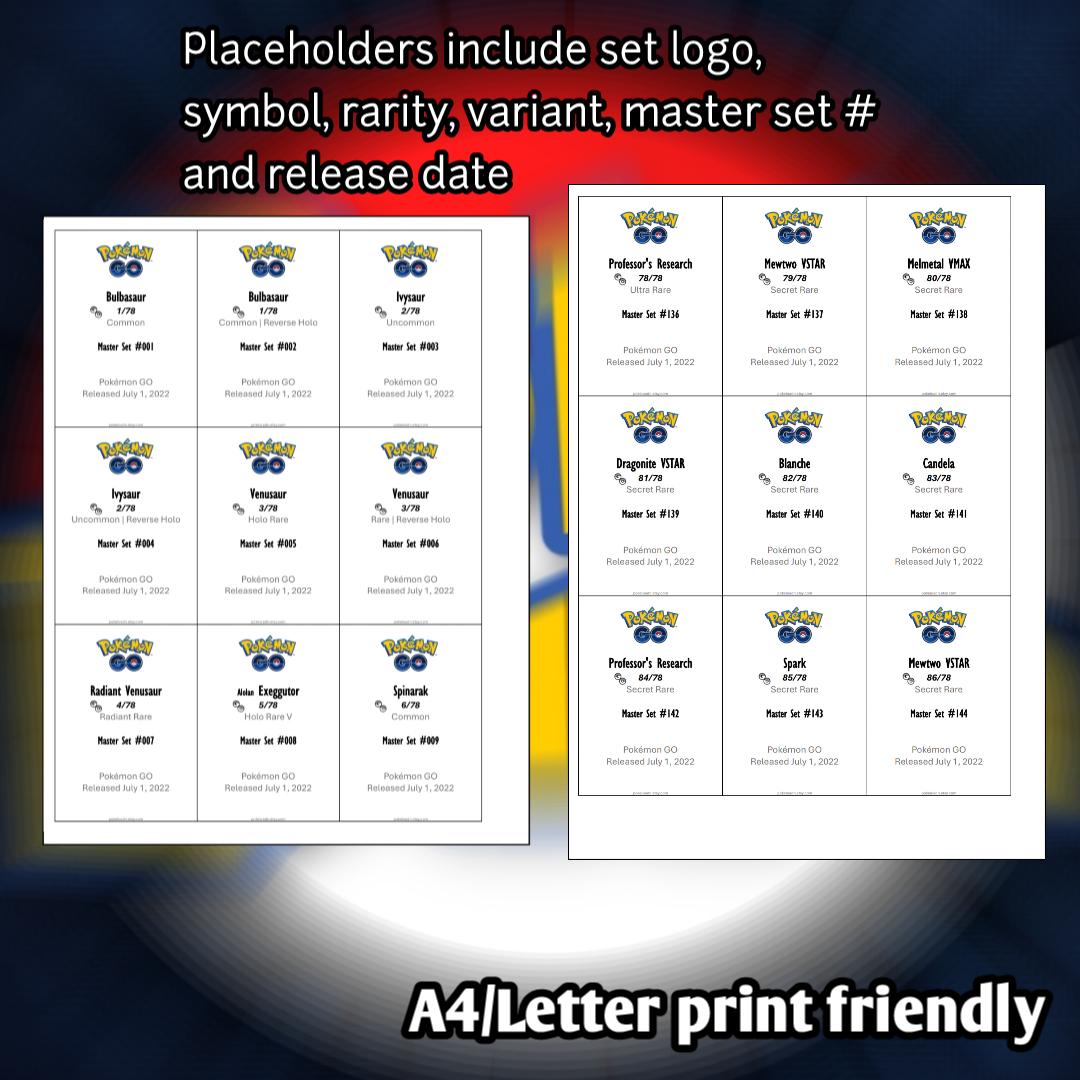 Pokemon TCG Pokemon Go Binder Placeholder and Checklist Master Card List Digital Download Sword and Shield - Etsy Pokemon TCG Pokemon Go Binder Placeholder and Checklist Master Card List Digital Download Sword and Shield - Etsy