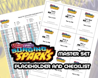 Pokemon TCG Surging Sparks set Binder Placeholder and Checklist Master Card List Digital Download Scarlet & Violet