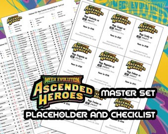 Pokemon TCG Ascended Heroes Set Binder Placeholder and Checklist Master Card List Digital Download Mega Evolution