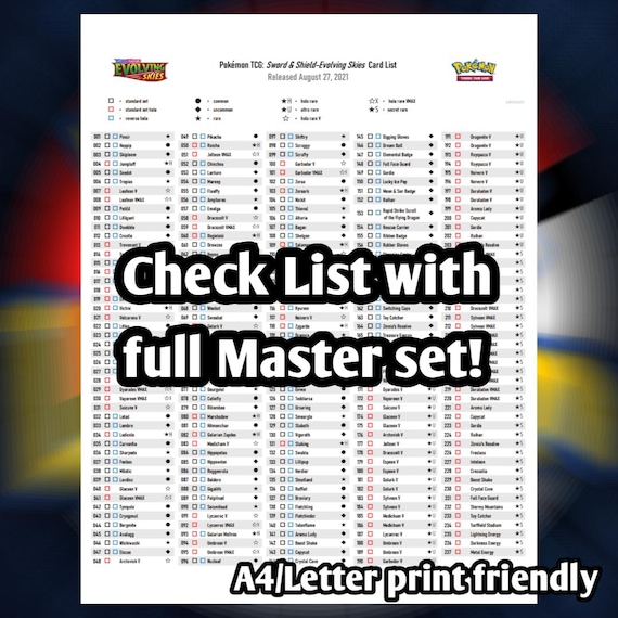 Pokemon TCG Evolving Skies Binder Placeholder and Checklist Master Card List Digital Download Sword and Shield - Etsy Pokemon TCG Evolving Skies Binder Placeholder and Checklist Master Card List Digital Download Sword and Shield - Etsy