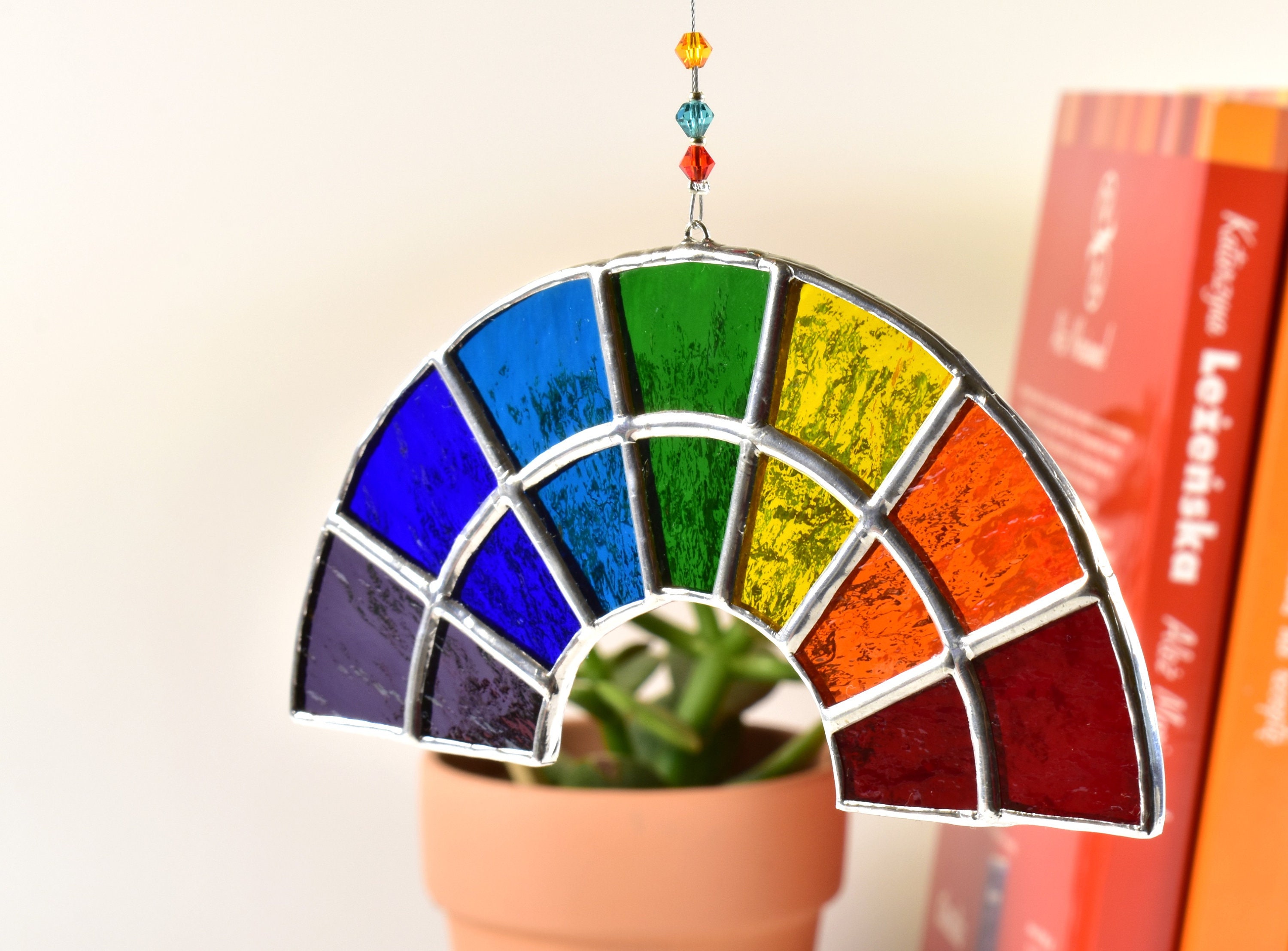 Rainbow Stained Glass Suncatcher Rainbow Glass Window Etsy UK