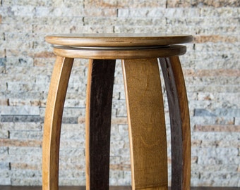 Swivel Wine Barrel Counter Stool, Natural Finish