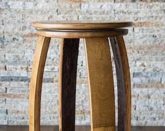 Swivel Wine Barrel Barstool, Natural Finish