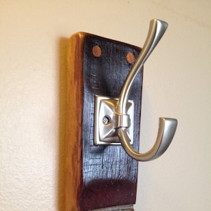 Single Inverted Wine Barrel Stave Hook with Choice of Square Hook