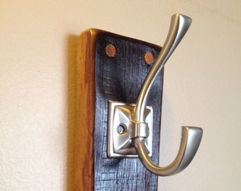 Single Inverted Wine Barrel Stave Hook with Choice of Square Hook