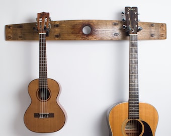 Wine Barrel Double Guitar Rack with Bunghole