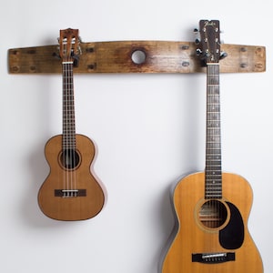Wine Barrel Double Guitar Rack with Bunghole