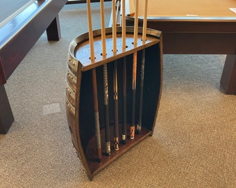 Wine Barrel Pool Cue Rack