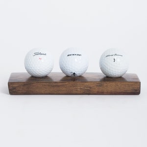 3 Ball Wine Barrel Golf Ball Display, Dark Walnut Finish