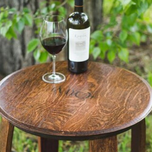 Wine Barrel Top Side Table Red Mahogany Finish Etsy