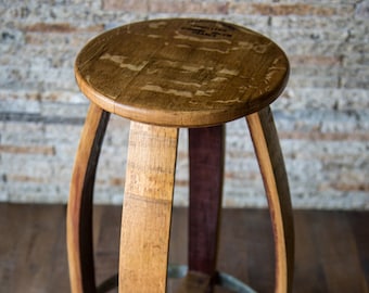 Wine Barrel Barstool, Natural Finish