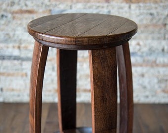 Swivel Wine Barrel Counter Stool, Red Mahogany Finish