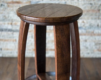 Wine Barrel Counter Stool, Red Mahogany Finish