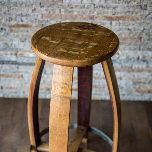 Wine Barrel Counter Stool, Natural Finish