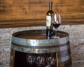 Wine Barrel Cabinet, Dark Walnut Finish