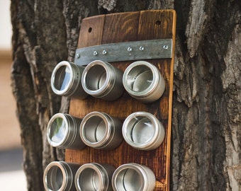 Banded Barrel Spice Rack- 15 Cans