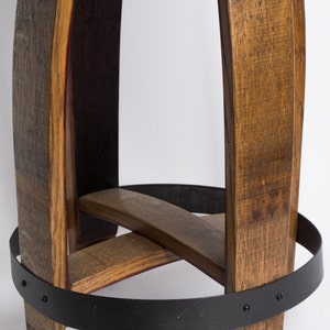 Swivel Wine Barrel Counter Stool with Copper Band, Dark Walnut Finish image 2