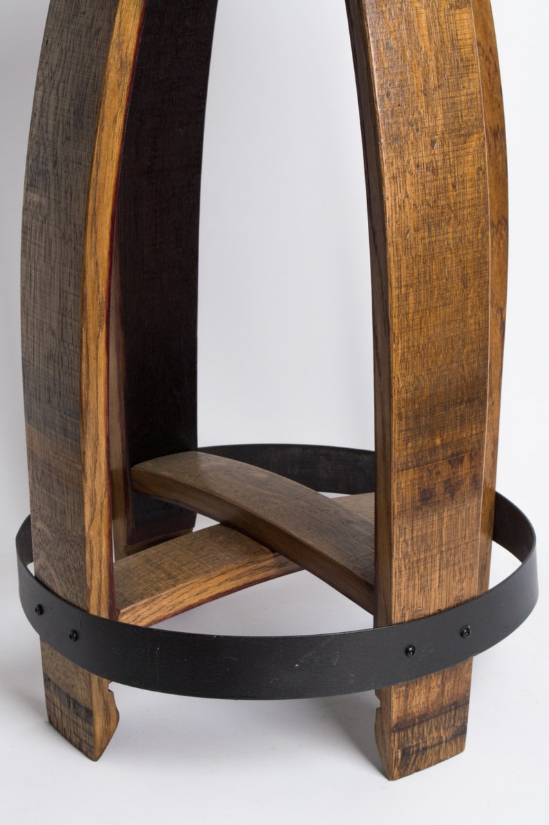 Swivel Wine Barrel Counter Stool with Copper Band, Dark Walnut Finish image 2