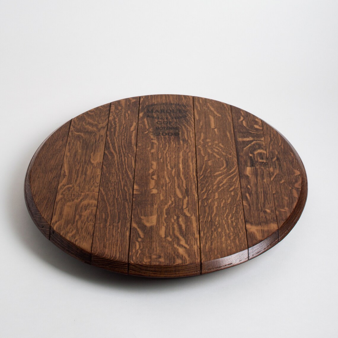 Barrel Head Lazy Susan With Cooperage Stamp Red Mahogany Etsy