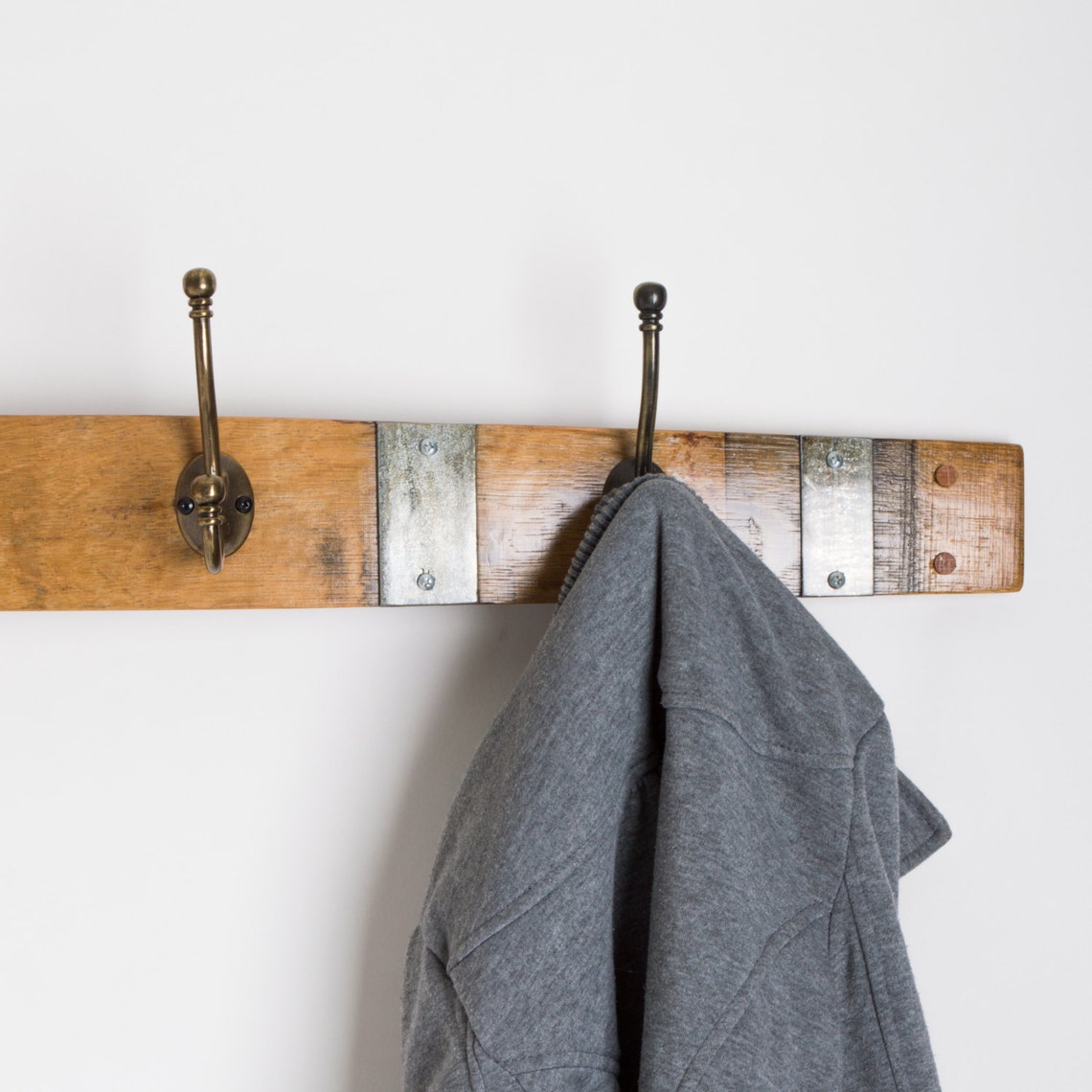 Banded Wine Barrel Coat Rack With Classic Brass Hooks Choice - Etsy