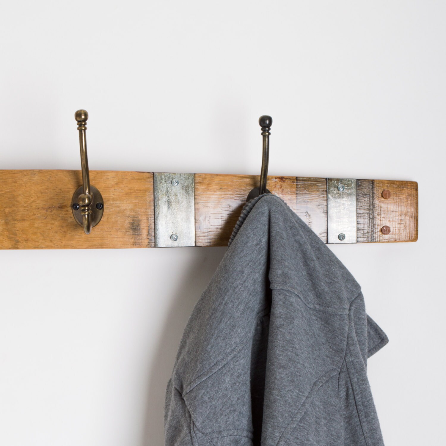 Banded Wine Barrel Coat Rack With Classic Brass Hooks Choice - Etsy