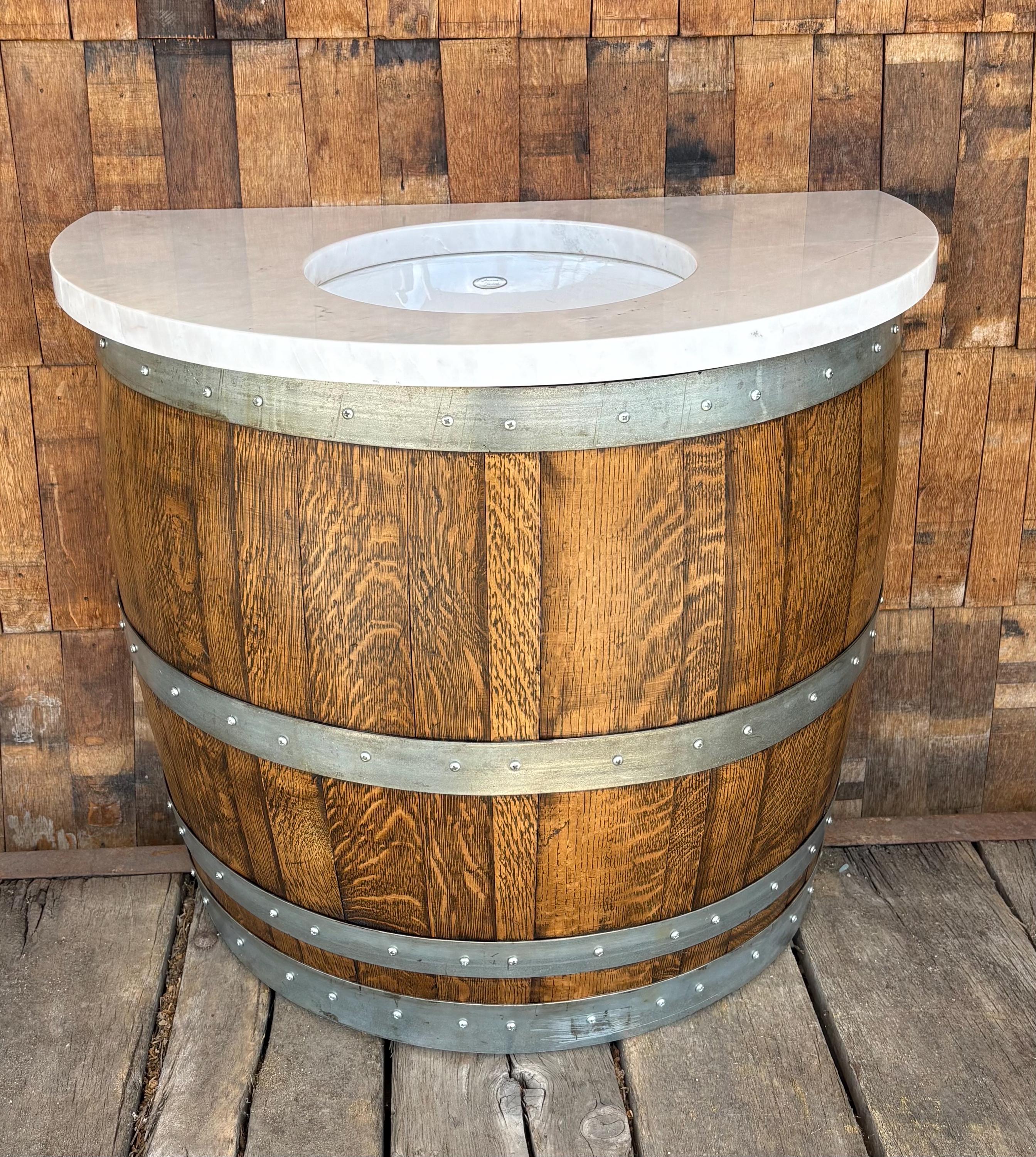 Wall Mount Wine Barrel Vanity With Granite Top - Etsy