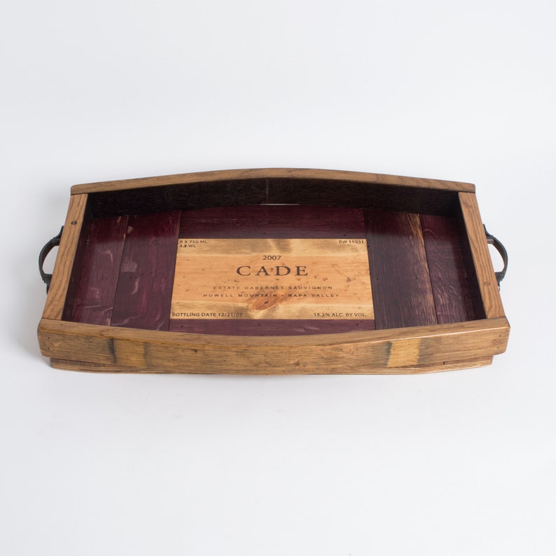 Cade Wine Crate Tray with Barrel Surround and Stave Sides image 3