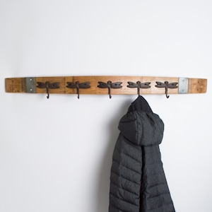 Banded Dragonfly Wine Barrel Coat Rack, Choice of Finish