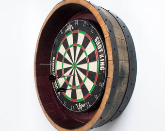 Wine Barrel Dartboard with Authentic Black Bands