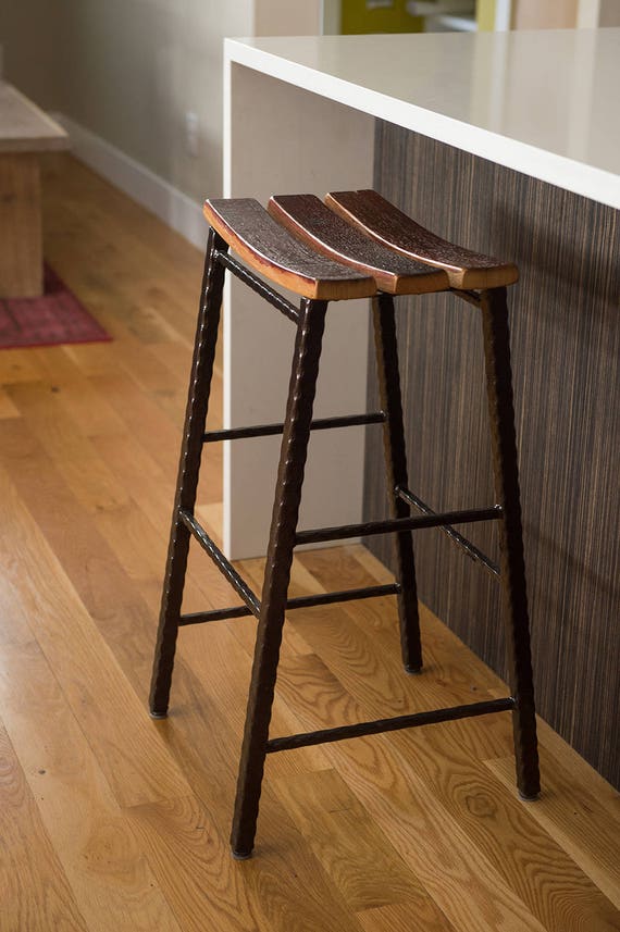 Bar Height Wine Barrel Stave Saddle Stool With Metal Base Etsy Australia